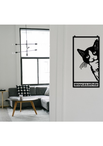 Kedicik Hoşgeldiniz Metal Duvar Dekoru