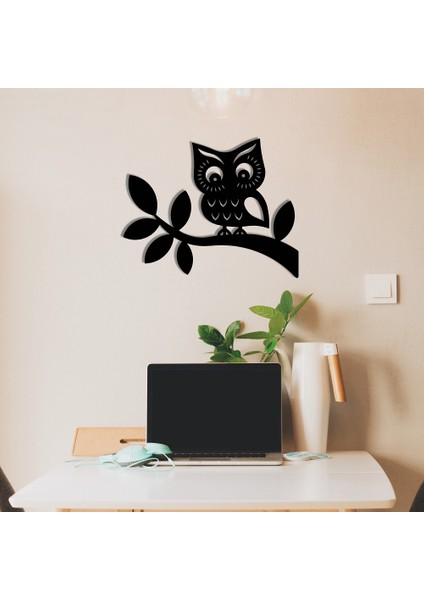 Baykuş Dalda Metal Duvar Dekoru