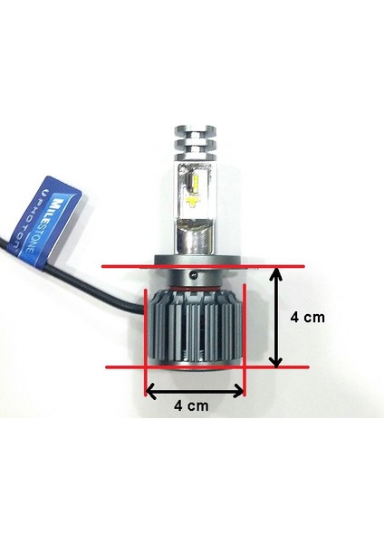 Milestone H4 Tip Led Xenon Oto Ampulü 6000K 8000 Lümen