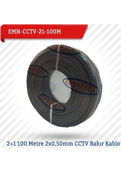 Emnıyet 2+1 100 Metre 2X0,50Mm Cctv Bakır Kablo Emn-Cctv-21-100M