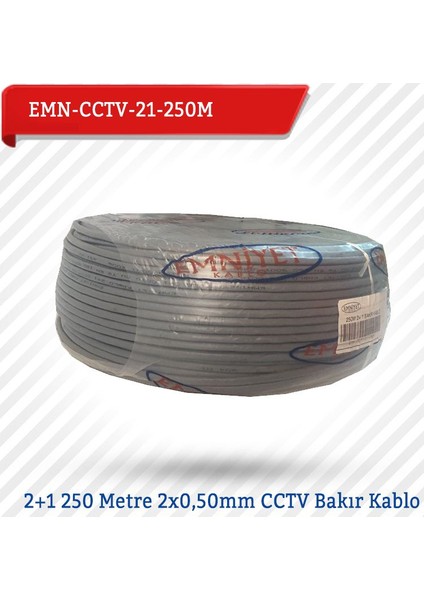 Emnıyet 2+1 250 Metre 2X0,50Mm Cctv Bakır Kablo Emn-Cctv-21-250M