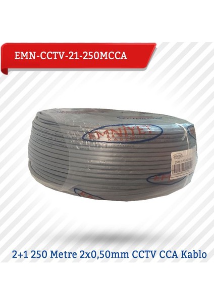 Emnıyet 2+1 250 Metre 2X0,50Mm Cctv Cca Kablo Emn-Cctv-21-250Mcc