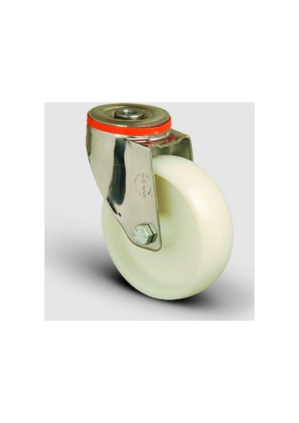 Paslanmaz Inox, Oynak Delik Bağlantılı, Burçlu, Poliamid Hafif Sanayi Tekerleği Çap:80 - Ssem04 Zkz 80