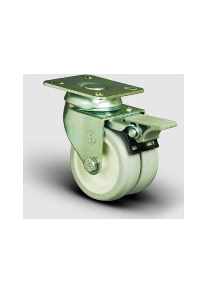 Oynak Frenli Tabla Bağlantılı, Burçlu, Pvc Çiftli Sanayi Tekerleği Çap:50 - Et01 Zkc 50F