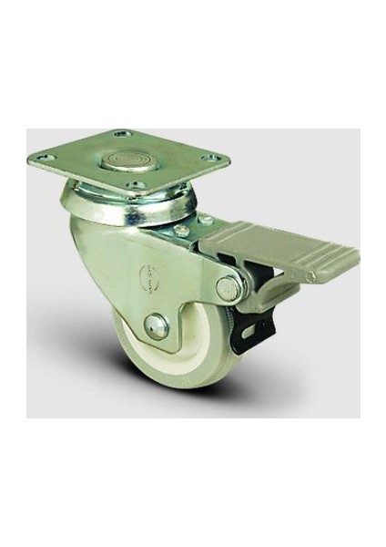 Oynak Frenli Tabla Bağlantılı, Burçlu, Pvc Hafif Sanayi Tekerleği Çap:75 - Ep01 Zkc 75F