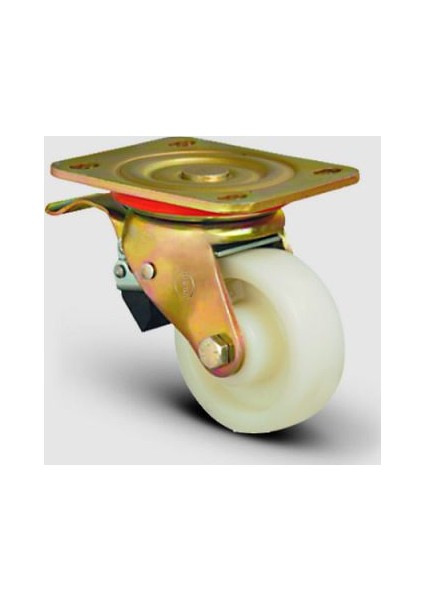Oynak Frenli Tabla Bağlantılı, Burçlu, Poliamid, Ağır Sanayi Tekerleği Çap:200 - Ed01 Zkz 200F