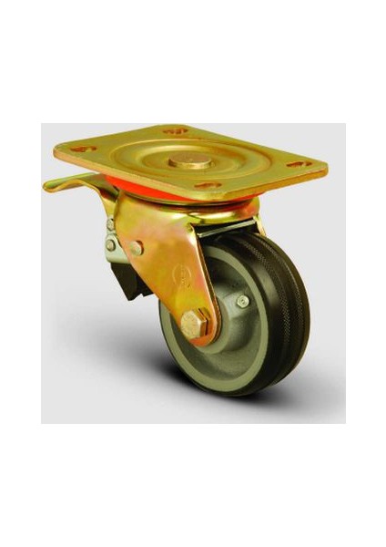 Oynak Frenli Tabla Bağlantılı, Bilya Rulmanlı, Kauçuk, Ağır Sanayi Tekerleği Çap:150 - Ed01 Vbr 150F