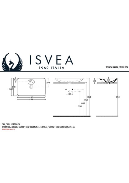 Sistema Y 65 cm Lavabo