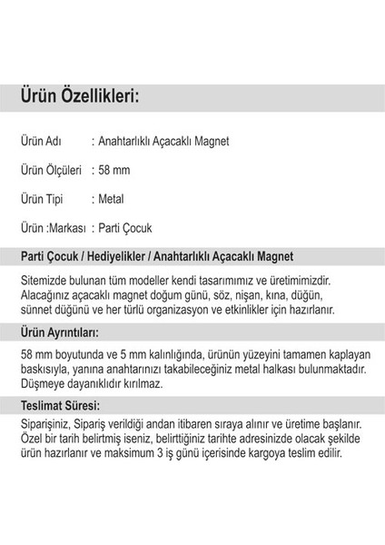 Anahtarlıklı Açacak Yeni Doğan Modelleri 10 adet