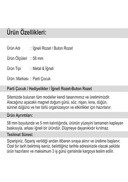 İğneli Metal Rozet Yeni Doğan Modelleri 10 adet