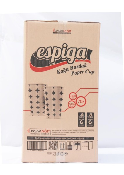 Kullan At Karton Bardak 3000 Adet 7 Oz Koli 50'li x 60 Paket