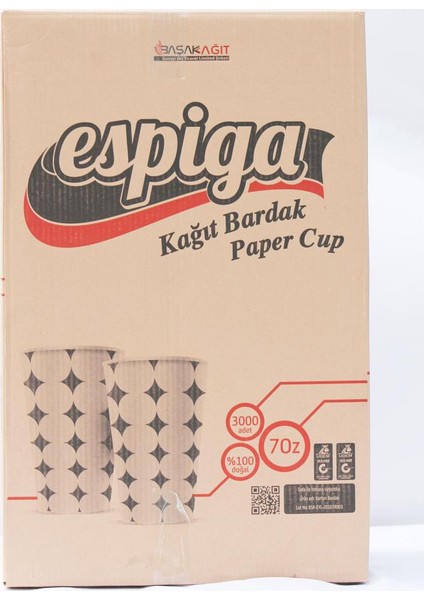 Kullan At Karton Bardak 3000 Adet 7 Oz Koli 50'li x 60 Paket
