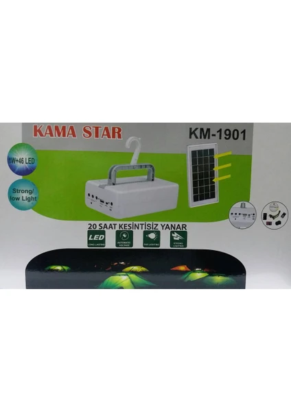 Star Km-1901 Solar Enerjili Kamp Seti 1W+46 Led