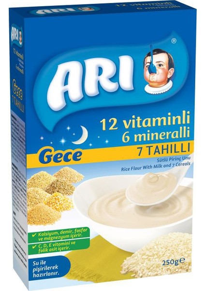 Gece Sütlü 7 Tahıllı Pirinç Unu 250 gr - 12'li