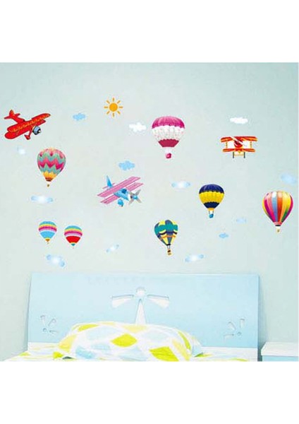 Cosy Home Gift Sıcak Uçan Balonlar Renkli Büyük Boy Bebek Ve Çocuk Odası Ev Duvar Sticker