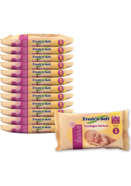 Freshn Soft Yenidoğan Islak Pamuklu Mendil 24'lü Süper Paket / 960 Yaprak