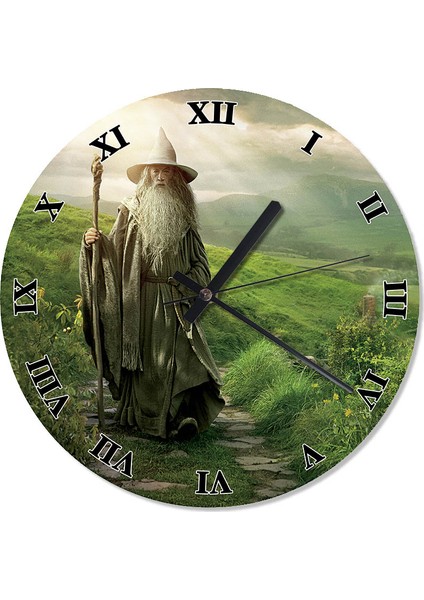 Yüzüklerin Efendisi Gandalf Baskılı Duvar Saati 30 X 30 Cm