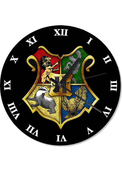 Harry Potter Amblemi Retro Duvar Saati 30 X 30 Cm