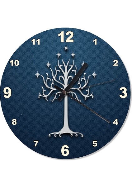 Ağaçlı Yüzüklerin Efendisi Sembolü Özel Tasarım Duvar Saati 30 X 30 Cm