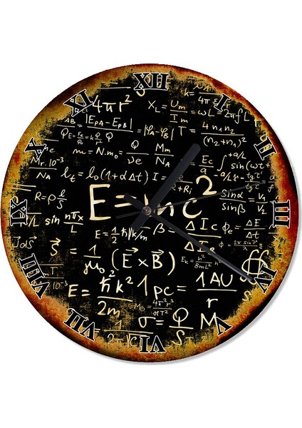 E=Mc2 Albert Einstein Şekilli Duvar Saati 30 X 30 Cm