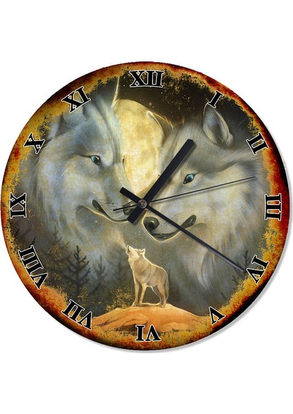 Tablomega Beyaz Kurtlar Akarlı Duvar Saati 30 X 30 Cm