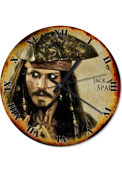 Jack Sparrow Çocuk Odası Duvar Saati 30 X 30 Cm