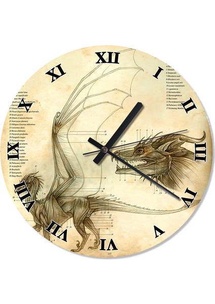 Dinazor İskeleti Duvar Saati 30 X 30 Cm