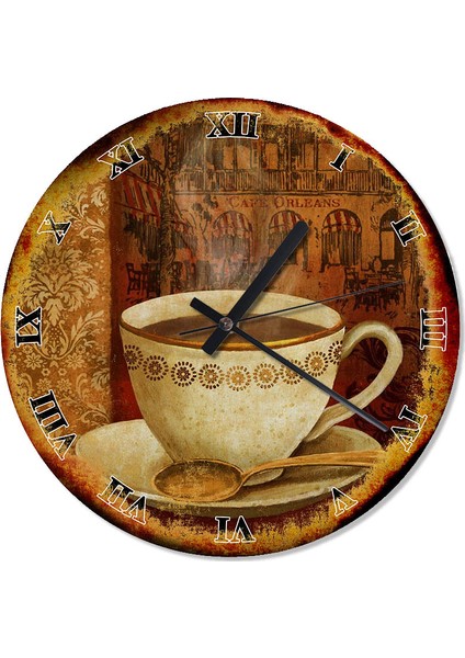 Cafe Orleans Kahve Şekilli Duvar Saati 30 X 30 Cm