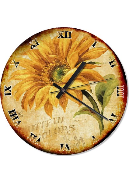 Tablomega Eskitilmiş Güne Bakan Analog Duvar Saati 30 X 30 Cm