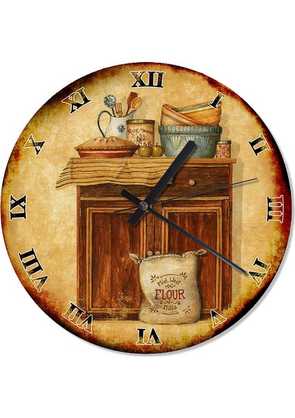 Mutfak Dolabı Retro Duvar Saati 30 X 30 Cm