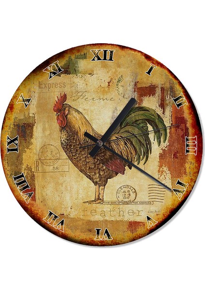 Tablomega Retro Horoz Duvar Saati 30 X 30 Cm