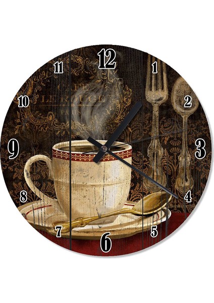 Kahve Keyfi Sessiz Duvar Saati 30 X 30 Cm
