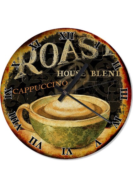 Cappuccino Kahve Fincanı Şekilli Duvar Saati 30 X 30 Cm