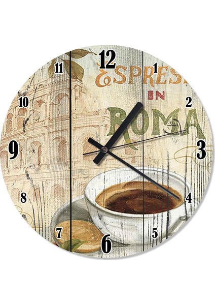 Romada Espresso Kahve Tasarım Duvar Saati 30 X 30 Cm