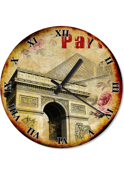 Paris Zafer Takı(Arc De Triomphe) Analog Duvar Saati 30 X 30 Cm
