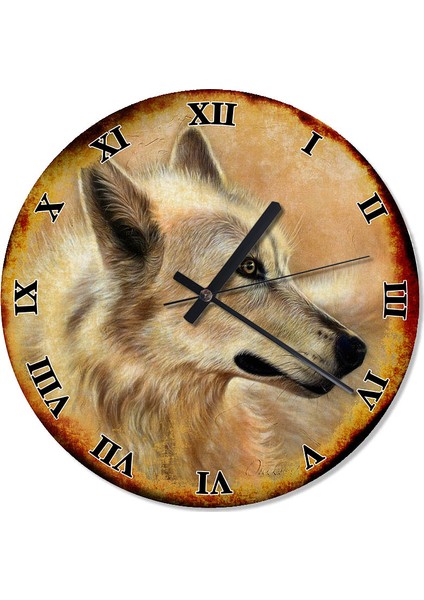 Retro Beyaz Kurt Tasarım Duvar Saati 30 X 30 Cm