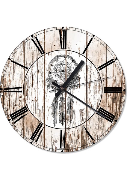 Tablomega Çiçekli Dreamcatcher Desenli Duvar Saati 30 X 30 Cm