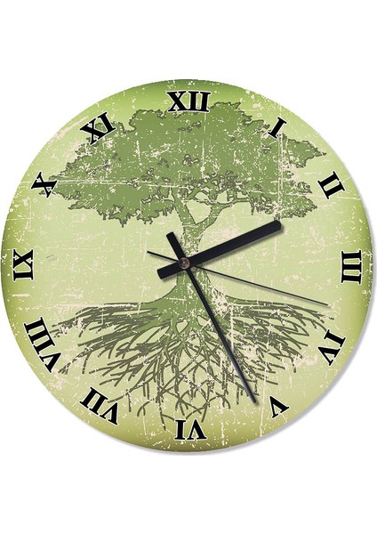 Ağaç Ve Kökleri Tasarım Duvar Saati 30 X 30 Cm