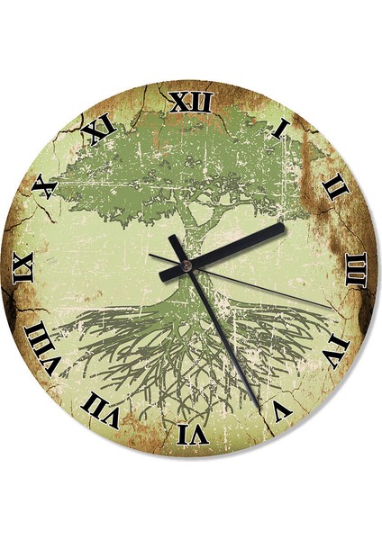 Tablomega Yeşil Ağaç Çocuk Odası Duvar Saati 30 X 30 Cm