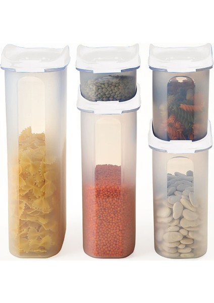 Bakliyat ve Kuru Gıda Saklama Kabı 5 Parça 9 Litre