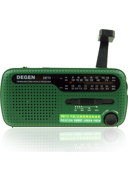 DEGEN DE-13 Solar Radyo Krank Dinamo FM MW SW1 SW2