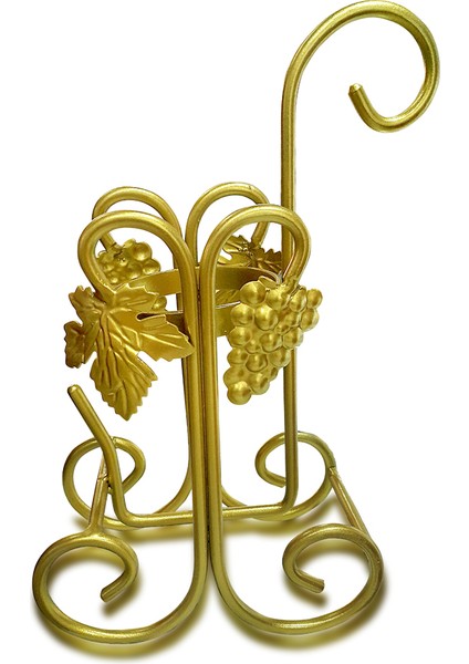 Dekoratif Ferforje Şaraplık Altın