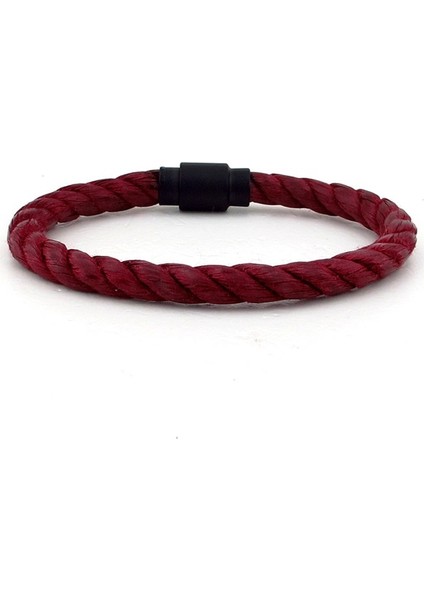 Bordo Halat Siyah Metal Manyetik Klips Erkek Bileklik Bt385