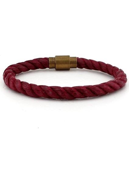 Bordo Halat Bronz Metal Manyetik Klipsli Erkek Bileklik Bt387