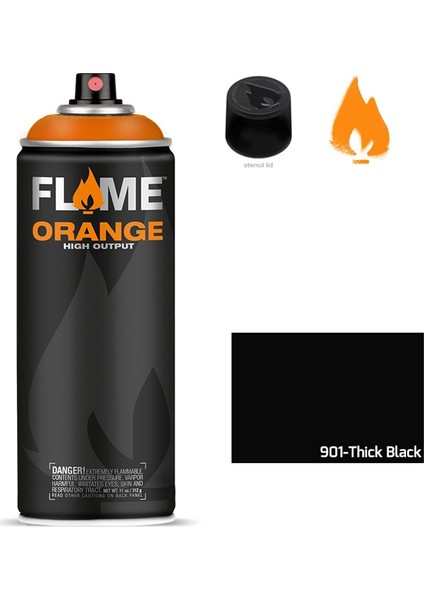 Orange 400Ml Sprey Boya N:901 Thick Black