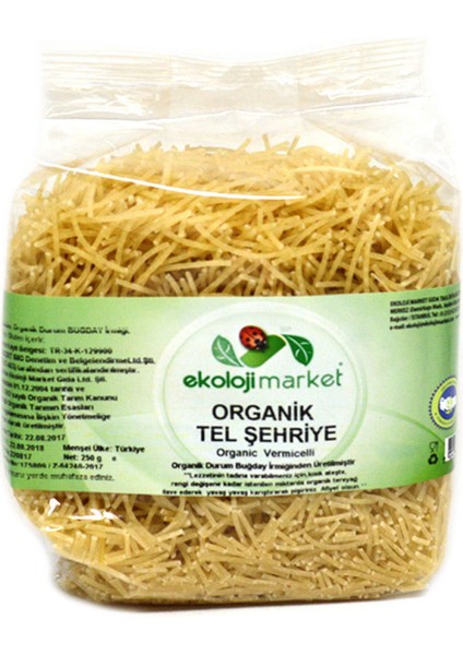 Organik Tel Şehriye Sade 250 Gr