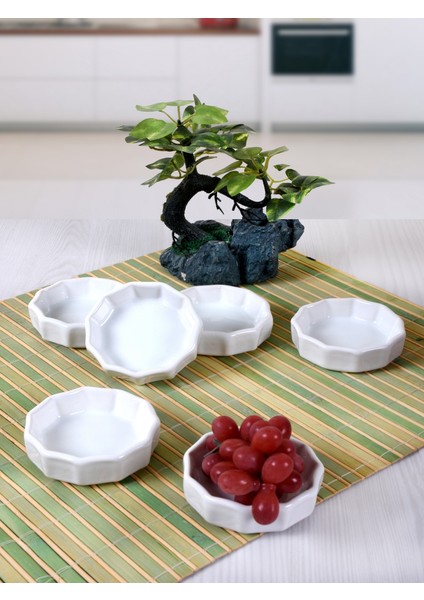 6 Parça 8 Cm Mini Çark Beyaz Sosluk