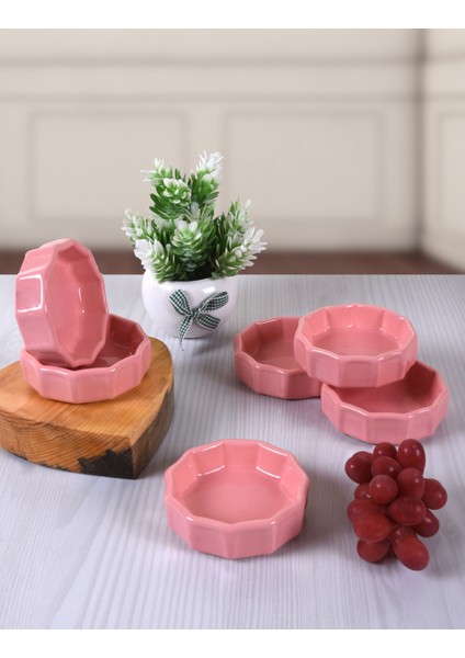 Pembe Mini Çark Çerezlik / Sosluk 8 Cm 6 Adet