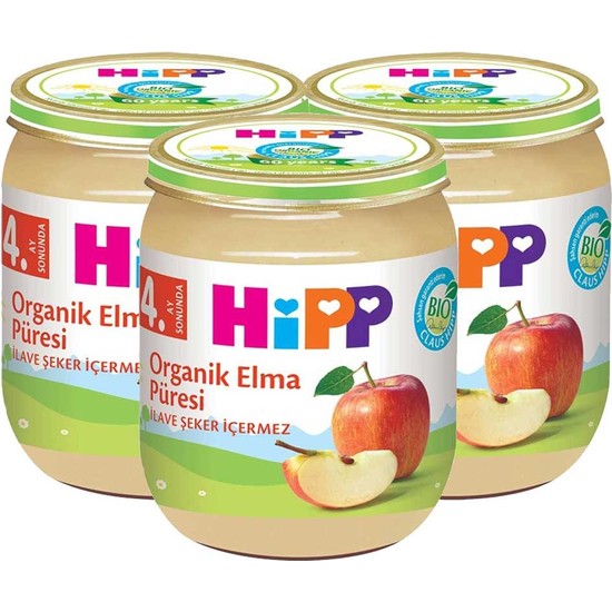 Hipp Organik Elma Püreli Kavanoz Maması 125 gr 3�lü Fiyatı