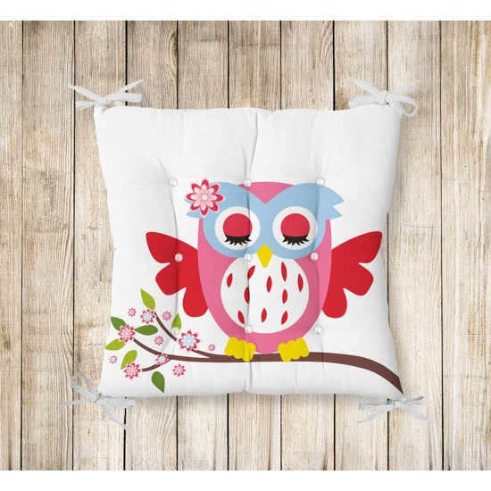 RealHomes Baykuş Temalı Pofidik Kare Sandalye Minderi Fiyatı